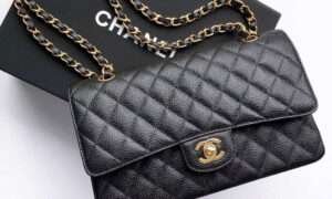 187 Factory Chanel Medium Classic Flap Black Caviar Gold Hardware