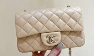 187 Factory Chanel Mini Classic Flap Bag Beige Lambskin Leather Silver Hardware